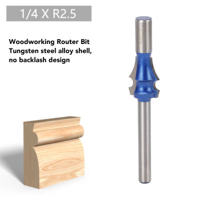 การวาดเส้นบิต1/4xR2แรงเสียดทานต่ำ5ดอกเร้าเตอร์แม่พิมพ์สำหรับไม้อัดไม้ MDF