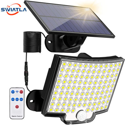 พลังงานแสงอาทิตย์แสงกลางแจ้ง106 LED Super Bright Motion Sensor พลังงานแสงอาทิตย์พลังงานที่แข็งแกร่ง LED สวนโคมไฟติดผนัง IP65กันน้ำ4โหมดการทำงาน