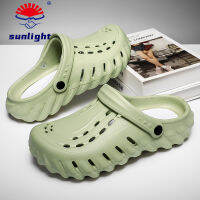 Sunlight รองเท้าแบบมีรูระบายลำลองส้นหนาไซส์39-45แฟชั่นระบายอากาศได้รองเท้าแตะผู้ชายพื้นนุ่มกันการชนกันนิ้วเท้าสวมใส่สบายกันทุกวันไม่ลื่นรองเท้าแตะชายหาดเล่นกีฬาแห้งเร็ว