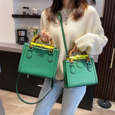 Han edition tide female bag bag handbag 2022 new bamboo hand the bill of lading shoulder his fashion tide joker contracted brim