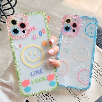 SoCouple Soft TPU Phone Case For Redmi Note 11 12 9 8 10 7 Pro 12C Turbo 9A 9C 9T 10C K60 Smile Face Camera Protection Cover