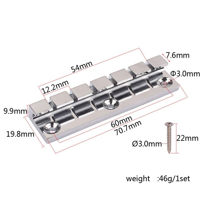 หย่องกีต้าร์ชุบโครเมียม6-st-พร้อมสกรูยึดชิ้นส่วนสำหรับกีตาร์ไฟฟ้าจุกโลหะ