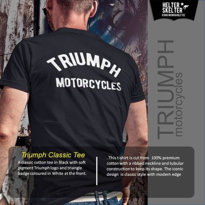 【hot sale】 เสื้อยืดพิมพ์ลายพรีเมี่ยม เสื้อยืดพิมพ์ลายแฟชั่น Triumph Motorcycle Clic Caferacer Custom Motorcycle Bikers Brotherhood Distro KMp0