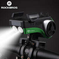 ROCKBROS ไฟจักรยานพร้อมแตรไฟหน้าจักรยานมัลติฟังก์ชั่น,ที่ใส่โทรศัพท์ที่สามารถชาร์จ USB กันน้ำได้