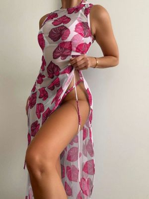【CC】3pack Random Tropical Halter Bikini Swimsuit Women Cover Up Swimwear Summer Beach Bathing Suit Bikini Set