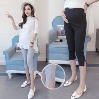 612# Summer Thin Cotton Maternity Skinny Legging Patchwork Side Splits Pencil Pants Clothes for Pregnant Women Pregnancy Capris