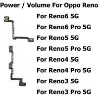 แถบปรับระดับเสียงสำหรับ Reno6 Reno5 Reno4 Reno3 Pro Reno 6 5 4 3 Pro 5G ปุ่มปรับระดับเสียงปุ่มเปิดปิดกุญแจสวิตช์สายเคเบิลควบคุมดิ้น