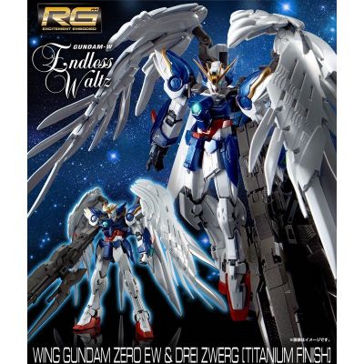 [P-BANDAI] RG 1/144 Wing Gundam Zero Custom EW + Drei Zwerg Buster [Titanium Finish]