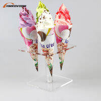 HMROVOOM Transpareent 4ผู้ถือไอศกรีมอะคริลิคขาตั้งกรวย/อะคริลิค Ice Cream Stand