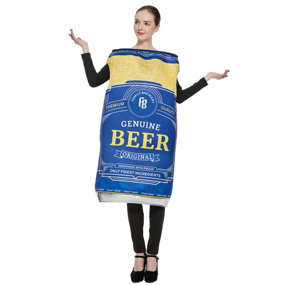 Unisex Funny Beer Costume sponge Whisky Rum Bottle Beer Bottle Can  Jumpsuits Halloween Costumes Beer Festival Purim Cos