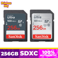 การ์ดหน่วยความจำ SanDisk 256GB Ultra SDXC UHS-I 100Mbps 120Mbps ดั้งเดิม