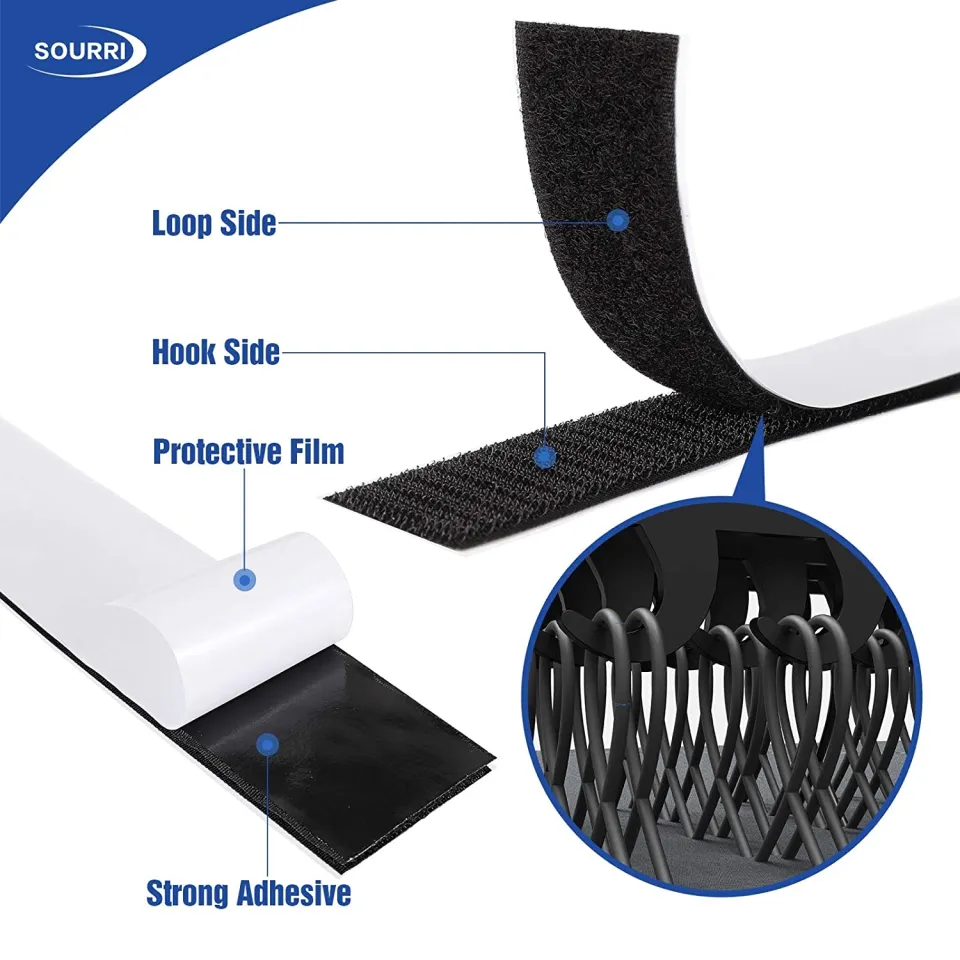 25M Length Hook and Loop Tape Self Adhesive Strips Set with Sticky