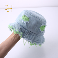 Baby Boy Cotton Panama Hat 2020 Summer Kids Hole Denim Cartoon Thin Cap Bucket Hat Hiking Beach Sun Hast Newsboy Caps RH