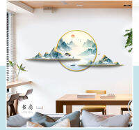 Thaya สไตล์จีน Wall Art สติกเกอร์ตกแต่งภาพวาดวอลล์เปเปอร์ห้องนั่งเล่นพื้นหลัง Mountain Landscape Scenery Decals