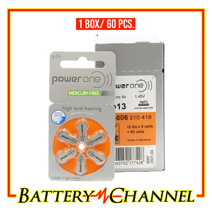 PowerOne 13 Zinc Air Hearing Aid Battery (1 Box) 1.45V H13, ZA13, P13