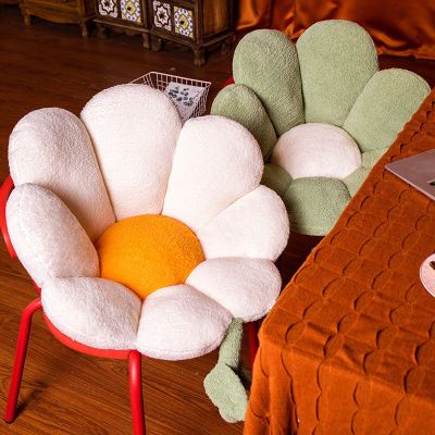 Ins Flower Pillow Office Chair Lumbar Back Cushion Cute Plush Sofa Throw Pillows Soft Elastic Decor Cushions Winter Oreiller