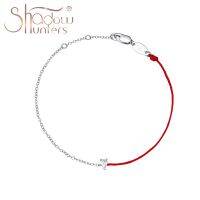 SHADOWHUNTERS Trendy 925 Sterling Silver Classic Women Jewelry Thin Bracelet Pear Shape Crystal Redline String Gold Color Chain