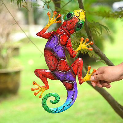 โลหะ Big gecko YARD ตกแต่งสวนกลางแจ้งรูปปั้น Home-Garden Wall Decor Miniature อุปกรณ์เสริมประติมากรรม Lizard ornaments