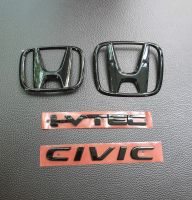 ชุดโลโก้ HONDA CIVIC I VTEC FC FK สีดำเงา (Black piano) 4 ชิ้น รอบคัน CIVIC FC FK ปี 2015-2020 4ประตู 5ประตู