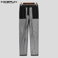 [สมบูรณ์แบบ] INCERUN Mens See Through Mesh Casual Sport Yoga Pants Hippy Loose Long Trousers