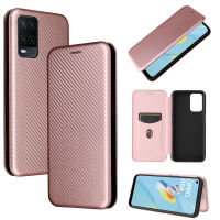 Oppo A54 4G Case, EABUY Carbon Fiber Magnetic Closure with Card Slot Flip Case Cover for Oppo A54 4G
