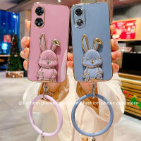 Phone Case เคส OPPO A38 4G ฝาหลังชุบด้วยไฟฟ้าคุณภาพสูงพับได้เคสที่วางโทรศัพท์นิ่มพร้อมสายรัดข้อมือแบบพกพา2023