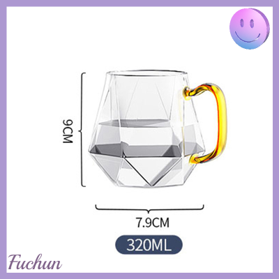 [Fuchun] 1.5L พื้นผิวเพชรชุดกาน้ำชาแก้วน้ำร้อนเย็นโถใส่น้ำโปร่งใส