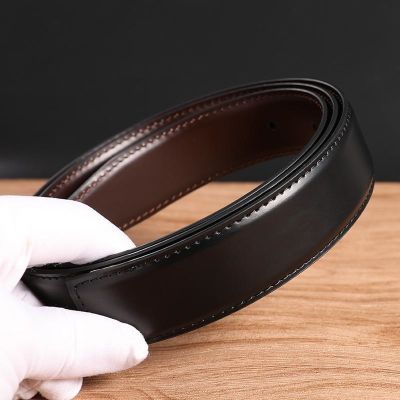 [COD] mens replacement belt strip ultra-thin headless 3cm double-sided cowhide bright leather without head
