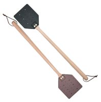 ∏ Manual Fly Swatter Extendable Leather Swatter With Wooden Handle Mosquito Swatter Fly Killer Hand Manual Flapper Pests Control