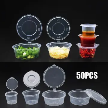 100pcs Plastic Sauce Containers Clear Disposable Small Food Storage Cup 1oz  35ml