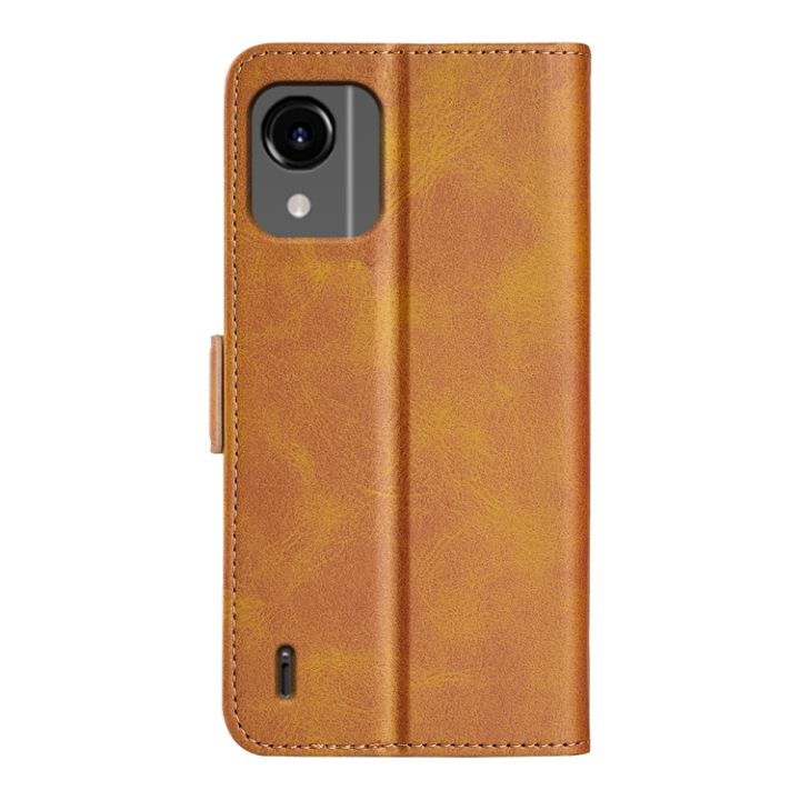 5aceshop-หัวเข็มขัดแม่เหล็กสองด้านหนังฝาพับแบบแนวนอน-c12เคสสำหรับ-nokia-โทรศัพท์-c110โนเกีย