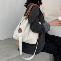 Simple Women Shoulder Bag Canvas Large Capacity Ladies Handbag Casual Shopping Tote Reusable Solid Color Crossbody Bag