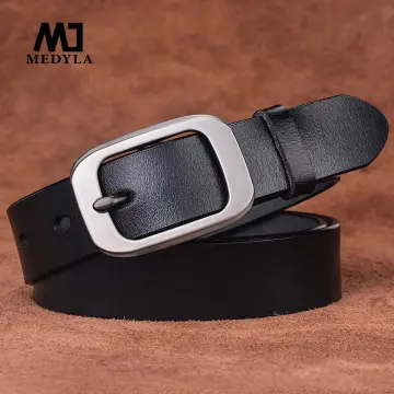 Male Retro Cowskin Genuine Leather Belt for Men Casual Metal Buckle Mens  Belt Jeans Belt (Size : 42in/105cm, Color : Black)