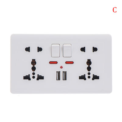 💖【Lowest price】MH Wall Power Socket Universal 5 Hole 2.1A Dual USB Charger Port SOCKET
