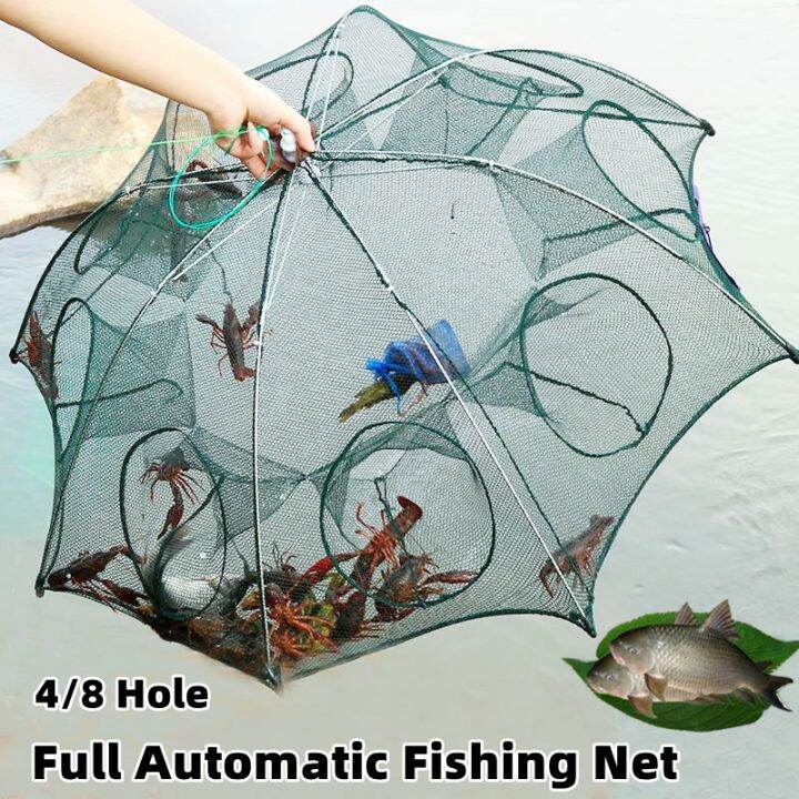 Automatic Folding Portable Nylon Fishing Net Shrimp Cage Fish Trap Net ...