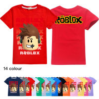 Ro Bloxs เสื้อผ้าคอตตอนคอมบ์สำหรับเด็กผู้หญิงเสื้อยืดลายการ์ตูนสั้นแบบบางเสื้อยืด0000เด็กผู้หญิงเด็กน้อย