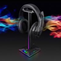 【Undine earphone】ใหม่ EB01หูฟังยืนควบคุมลายนิ้วมือ RGB Gaming Headset ขายึดโต๊ะที่วางโทรศัพท์ W/ 3.5มม. AUX 2พอร์ตชาร์จ USB