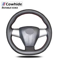 Handsewing Black Genuine Leather Steering Wheel Covers For Toyota Corolla RAV4 2011 2012 Car Special