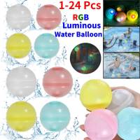 24pcs Luminous Water Balloon Reusable Water Balls Water Bomb Splash Ball Water Fighting Balls For Kids Summer Playing Water Toys Balloons