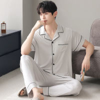 New Pajamas MenS Summer Cotton Settlement Short -Sleeved Terminal Set Boys Large Furnishing Male