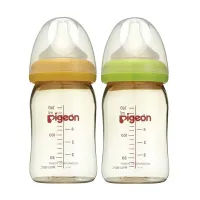 ขวดนม ขวดนมพีเจ้น ขนาด 5 oz. คอกว้าง สีชา + จุกนม ไซร์ SS ขวดนม Pigeon ของแท้ 100% (แบบ1 ขวด พร้อมกล่อง)