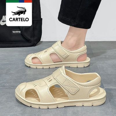 【Hot Sale】 Cartelo crocodile sandals mens summer soft bottom wear-resistant beach shoes outdoor non-slip wading Baotou