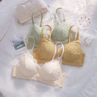 Lace girl bra thin section breathable small breasts gather and receive milk no steel ring bra 32-38AB