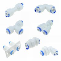 ✜ Reverse Osmosis Quick Coupling 1/4 3/8 Hose Connection Tee Y Connector 2 Way Equal Elbow Straight RO Water Plastic Pipe Fitting