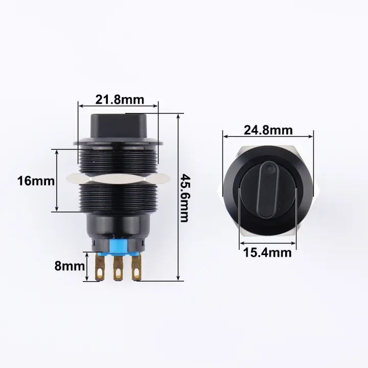 22mm-waterproof-led-dot-push-button-switch-selector-rotate-24v-12v-spdt-dpdt-car-buttons-oxidized-black-alumina-illuminated