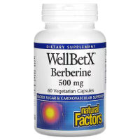 Natural Factors WellBetX Berberine 500 mg 60 Vegetarian Capsules Blood Sugar &amp; Cardiovascular Support