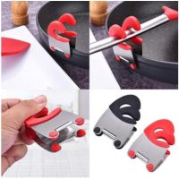 1Pcs Stainless Steel Pot Side Clips Anti-scalding Spoon Holder Kitchen Gadgets Rubber Kitchen Gadgets