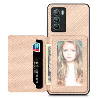 เคสโทรศัพท์กระเป๋าใส่บัตรแม่เหล็กสำหรับ Vivo T1คาร์บอนไฟเบอร์ (สีดำ)