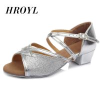 HROYL Children Ballroom Dance Shoes Woman Kids Child Girls Latin Modern Dancing Shoes Girls Shoes Salsa Tango Practice Sandals