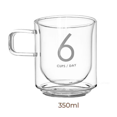 แก้ว แก้วเลข6 แก้วNo.6 แก้วกาแฟ (ขนาด 350 ml.) แก้วสองชั้น coffee tea glass สามารถใส่น้ำร้อน น้ำเย็นได้ ไม่มียางกันลื่น